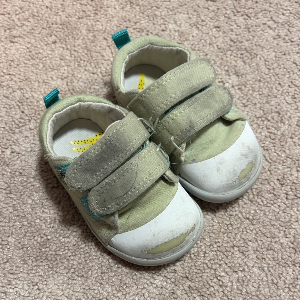 Infant Velcro Sneakers - Green and White